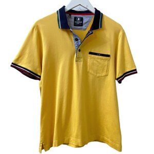 MARBAS Mens Polo Shirt Size Medium (S/M) Yellow Blue Beach Team Collection Short